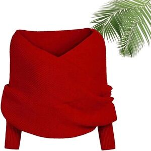 Red Knit Scarf Sweater with Sleeves NWT